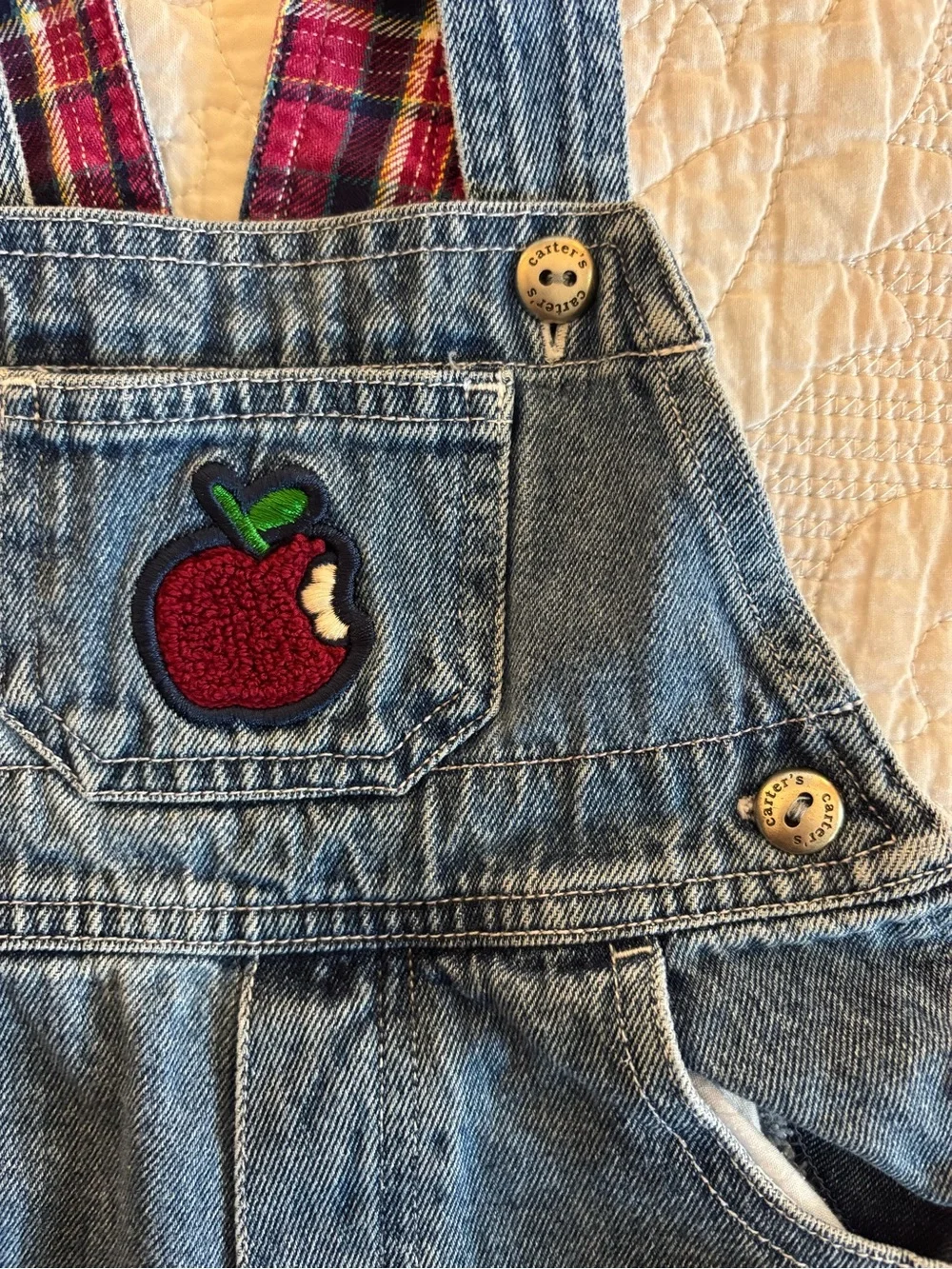 Vintage Carters Denim Apple Overalls for Kids - Blue